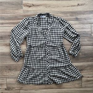 Zara Black and White Checkered Dress